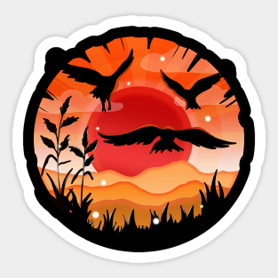 Birds on Sunset Sticker